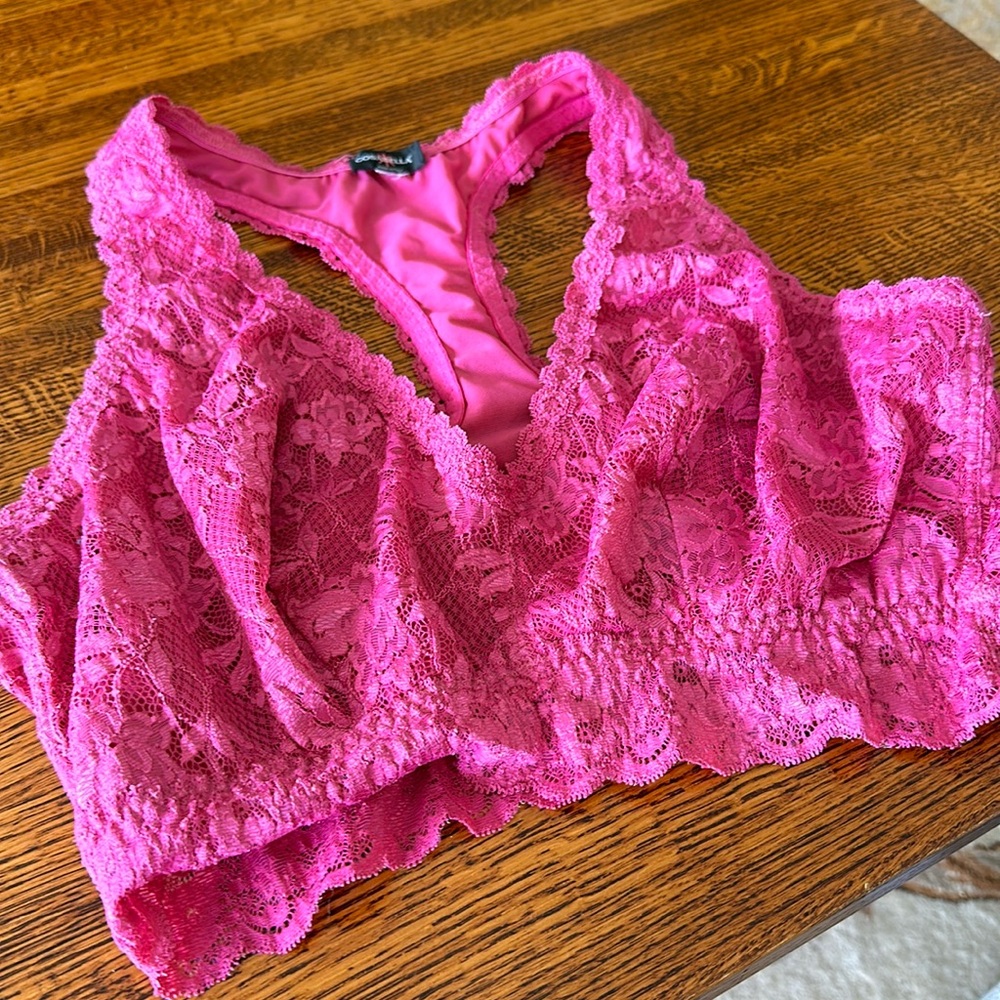 Cosabella Never Say Never Curvy Racie Racerback Bralette Pink L lace bralette